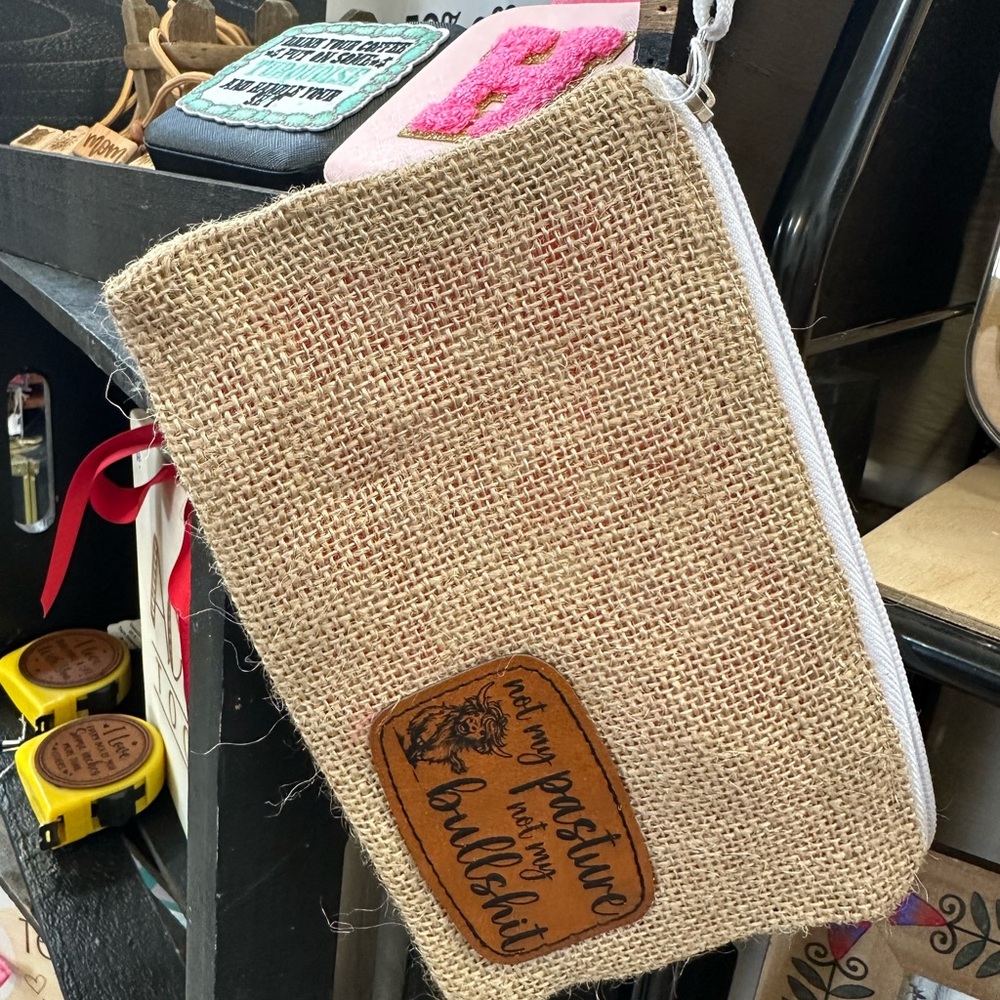 Burlap Bagwith Fun Highland Cow Patch